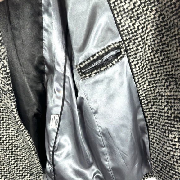 Calvin Klein Single Breasted Herringbone Wool Blend Walker Coat, Black/White, 14 - Picture 8 of 14